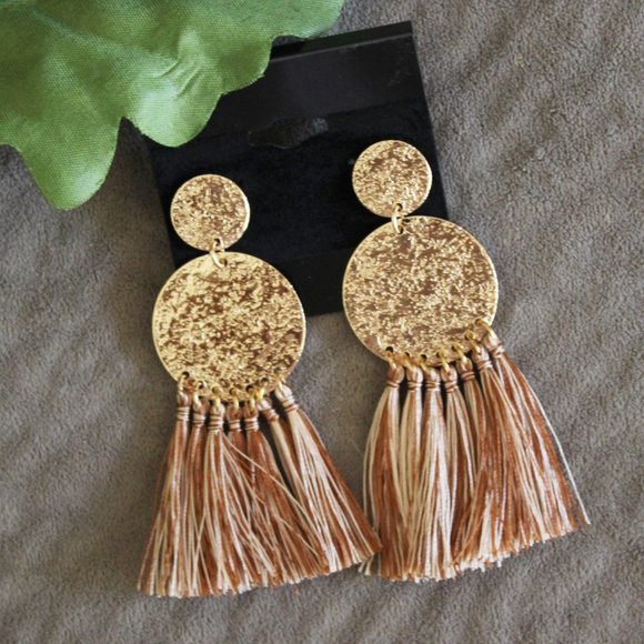 Jewelry - TRADED -NEW Gold & Bronze Tassel Dangle Earrings